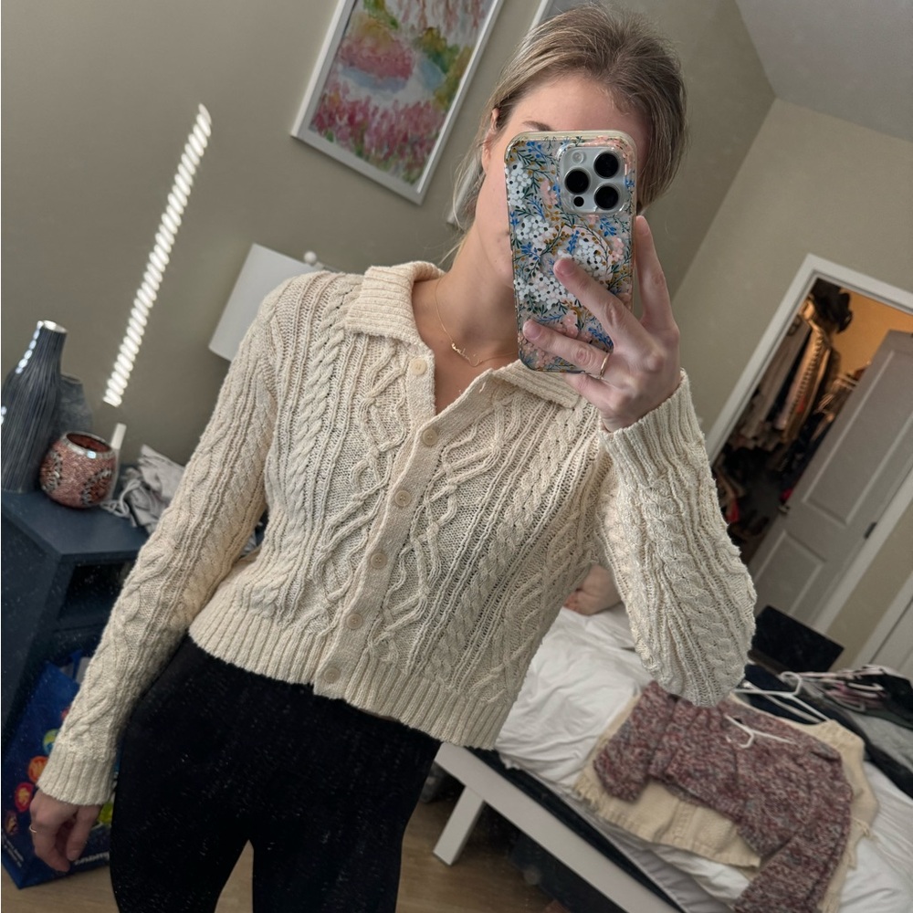 Olivaceous Avila Cable Knit Cardigan